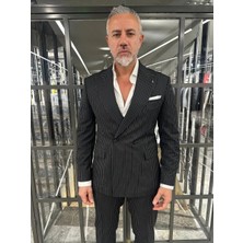 Fc Plus  Çizgili Kruvaze Takım Elbise