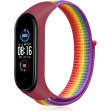 LTG Nova Mi Band 4 Hasırlı Cırtcırtlı Kordon (Saat Değildir) - Gökkuşağı