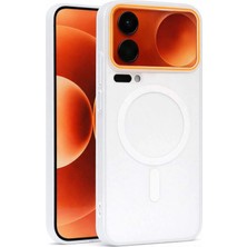 Fenza Mi 17 Pro Max Uyumlu Magsafe Wireless Şarj Özellikli Mat Sert Arka Kapak Kılıf Kırık Beyaz Renkli