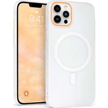 Fenza iPhone 12-12 Pro Uyumlu Magsafe Wireless Şarj Özellikli Mat Sert Arka Kapak Kılıf Kırık Beyaz Renkli