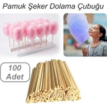 Neler Geldi Neler 100 Adet Pamuk Şeker Dolama Çubuğu Çıtası Ahşap Pamuk Şeker Çubuğu  Pamuklu Helva Dolama Çubuğu