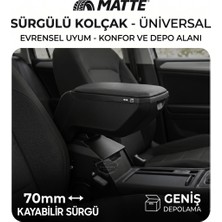 Caralp Üniversal Her Araca Uygun Lüx Sürgülü Kol Dayama Kolçağı Kızaklı Yüksek Kalite Oto Araç Kolçak Siyah