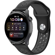 Ulugo Watch 20MM Spor Delikli Kordon - Siyah-Füme