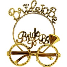 Akinco Bride To Be Yazılı Taç ve Bride To Be Yazılı Gözlük Seti Altın Renk