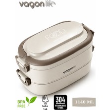 Vagonlife Food | Iki Katlı - Çorba Kaseli - Çatal Kaşık Aparatlı- Paslanmaz Çelik Yeni Nesil SEFERTASI-1140 Ml.