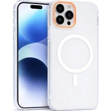 Fenza iPhone 13 Pro Uyumlu Magsafe Wireless Şarj Özellikli Mat Sert Arka Kapak Kılıf Kırık Beyaz Renkli