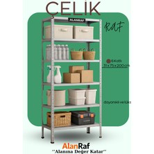 Alanraf 6 Katlı Galvaniz Çelik Raf 31X75X200 cm Hırdavat, Market, Ofis, Banyo, Depo, Mutfak, Raf Sistemleri