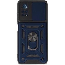 Senka Po X4 Pro 5g Kılıf Pars Lens Yüzüklü - Lacivert