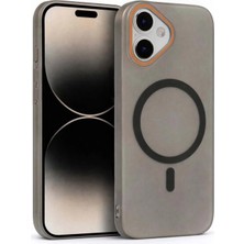 Fenza iPhone 16 Plus Uyumlu Magsafe Wireless Şarj Özellikli Mat Sert Arka Kapak Kılıf Füme Renkli