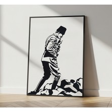 Rosaart Atatürk Silüeti Siyah Ahşap Çerçeveli Tablo | Siyah Beyaz Atatürk Tablosu – Ahşap Çerçeveli Atatürk Tablosu