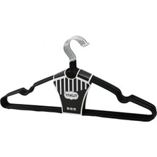 Pileli Store Siyah 10PCS Silikon Kaplamalı Metal Elbise Askısı (4887)