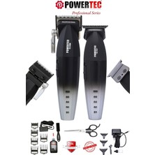 Powertec TR-4100 & TR-2727 Profesyonel Tıraş Makinesi 2'li Set | Erkek Bakım Seti (Makas Hediyeli)