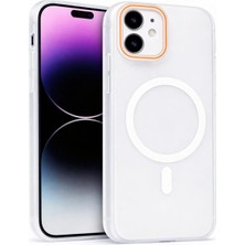 Fenza iPhone 11 Uyumlu Magsafe Wireless Şarj Özellikli Mat Sert Arka Kapak Kılıf Kırık Beyaz Renkli