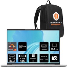 Lenovo Ideapad Slim 5 Ryzen 7 7735HS 16GB RAM 4TB SSD 13.3" FHD+ Win11 Home 83J2004STRP310 Notebook + Per4 Çanta