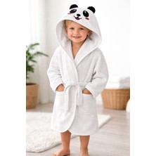 Panda Nakışlı Çocuk Bornozu %100 Pamuklu Su Emici
