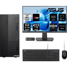 Asus Expertcenter D500ME i7 13700 16GB RAM 1TB SSD 27" FHD FreeDOS D500000I713700P830 Masaüstü Bilgisayar + Per4 USB