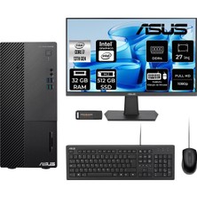 Asus Expertcenter D500ME i7 13700 32GB RAM 512GB SSD 27" FHD FreeDOS D500000I713700P785 Masaüstü Bilgisayar + Per4 USB