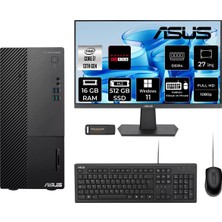 Asus Expertcenter D500ME i7 13700 16GB RAM 512GB SSD 27" FHD Win11 Home D500000I713700P845 Masaüstü Bilgisayar + Per4 USB