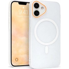 Fenza iPhone 16 Plus Uyumlu Magsafe Wireless Şarj Özellikli Mat Sert Arka Kapak Kılıf Kırık Beyaz Renkli