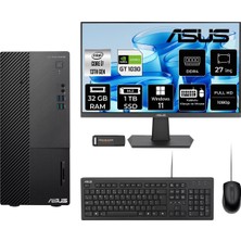 Asus Expertcenter D500ME i7 13700 32GB RAM 1TB SSD 27" FHD Win11 Home D500000I713700P898 Masaüstü Bilgisayar + Per4 USB