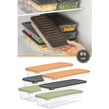 Flora 6’lı Sığ Buzdolabı Düzenleyici Set, Buzluk Derin Dondurucu Buzdolabı Ince Saklama Kabı 6X1300ML