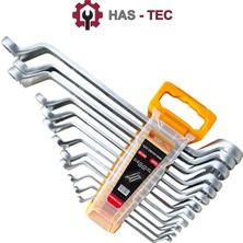 HAS - TEC 12 Parça Profesyonel Yıldız Anahtar Takımı | Derin Dirsekli Tasarım, Yüksek Dayanımlı Çelik, Ergonomik Taşıma Standlı