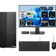 Asus Expertcenter D500ME i7 13700 RTX 3050 32GB RAM 1TB SSD 27" FHD FreeDOS D500000I713700P930 Masaüstü Bilgisayar + Per4 USB
