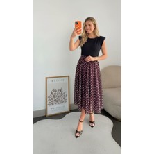 Poplindesenli Yarım Fermuarlı Elbise