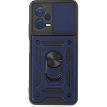 Senka Note 12 5g Kılıf Pars Lens Yüzüklü - Lacivert