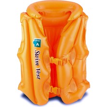Beniizle  18-30 kg Şişme Can Yeleği Swimvest Havuz Deniz Yüzme Yeleği Yüzücü Destek Yelek 60 cm Turuncu