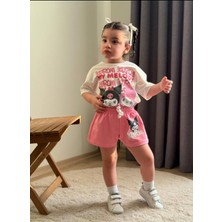 Butik Kız Çocuk Şortlu Pamuklu 2'li Alt - Üst Takım