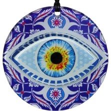 Mixperi El Yapımı Estetik Cam Duvar Dekoru - Mavi Göz Figürlü Şans ve Bereket Süsü - 12 cm