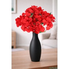 Yapay Çiçek Sitesi Yapay Ortanca Demeti 5 Dal Kırmızı