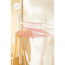 Ocean Home Textile 9'lu Pembe Renk Kumaş Kaplı Metal Bebek Giysi Askısı 19.5 x 30 x 0.3 cm