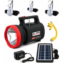 farissu Gold Silver GS-540 Solar Aydınlatma Seti - 20W Güneş Enerjili Şarjlı Fener, Bluetooth, Radyo, Mp3 + 3 Ampul