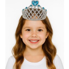 Senson Mavi Kalpli Gümüş Renk Kraliçe Tacı Prenses Tacı