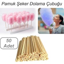 Neler Geldi Neler 50 Adet Pamuk Şeker Dolama Çubuğu Çıtası Ahşap Pamuk Şeker Çubuğu  Pamuklu Helva Dolama Çubuğu