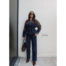 Esra Helvacı Çift Renk Denim Kuşaklı Ikili Takım