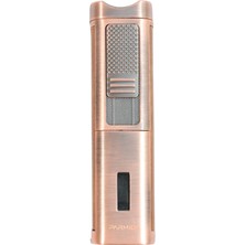Parmida 3 Torch Pürmüz Sehpalı Gövdesi Deri Bronz Metal Puro Çakmağı