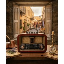 Shopping Area Nostaljik Radyo - Bluetooth Destekli, Şarjlı, USB ve Sd Kart Girişli 3 Bant Radyo