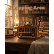 Shopping Area Nostaljik Ahşap Görünümlü Radyo - Bluetooth Destekli, Şarjlı, USB ve Sd Kart Girişli 3 Bant Radyo