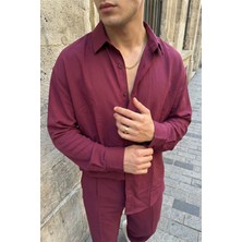 Livio Ferri Noda %100 Pamuk Oversize Erkek Modal Ikili Takım Gömlek Pantolon
