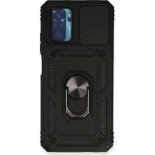 Senka Note 10 Kılıf Pars Lens Yüzüklü - Siyah