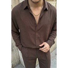 Livio Ferri Noda %100 Pamuk Oversize Erkek Modal Ikili Takım Gömlek Pantolon