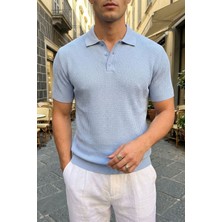 Livio Ferri Bande Regular Fit Erkek Kısa Kol Triko Polo Yaka Dokulu Tişört