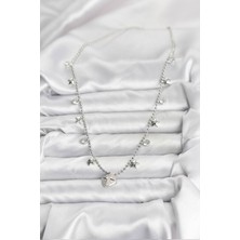 Youday Accessories Pirinç Gümüş Renk Zirkon Taşlı Kutup Yıldızı Model Kadın Kolye