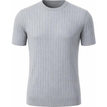 Plus Scorpion Erkek Slim Fit Triko Tişört Bisiklet Yaka Çizgili Modern Şık Tasarım