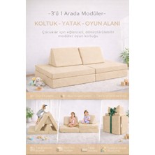 Yatella 4 Parça Katlanabilir Çocuk Koltuğu | Yatak & Minder – Çok Amaçlı Modüler Tasarım - Bej