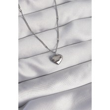 Youday Accessories 316L Çelik Gümüş Renk Kalp Model Love Kolye