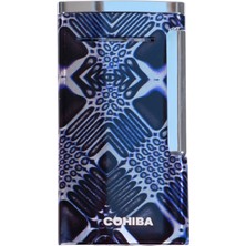 Cohiba Tek Torch Perde Alev Desenli Metal Puro Çakmağı